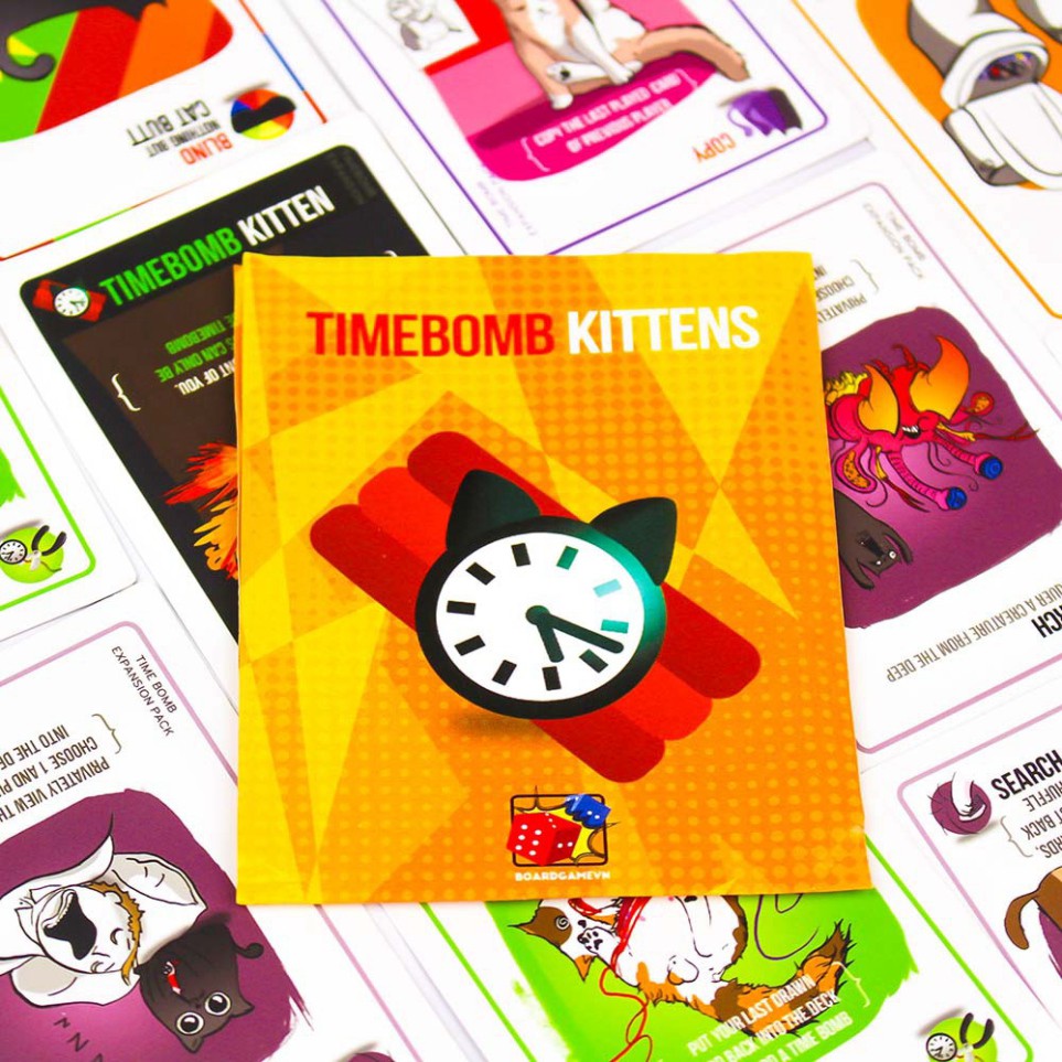 Combo mèo nổ Exploding Kittens đen + bản mở rộng Time Bomb