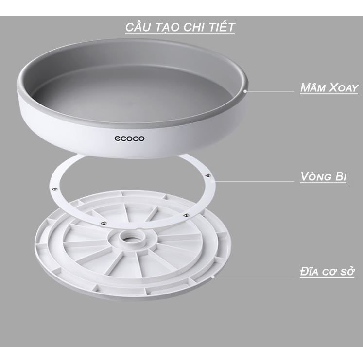 ĐĨA XOAY ĐA NĂNG 360 độ, Khay để gia vị , đựng đồ nhà tắm Ecoco chính hãng