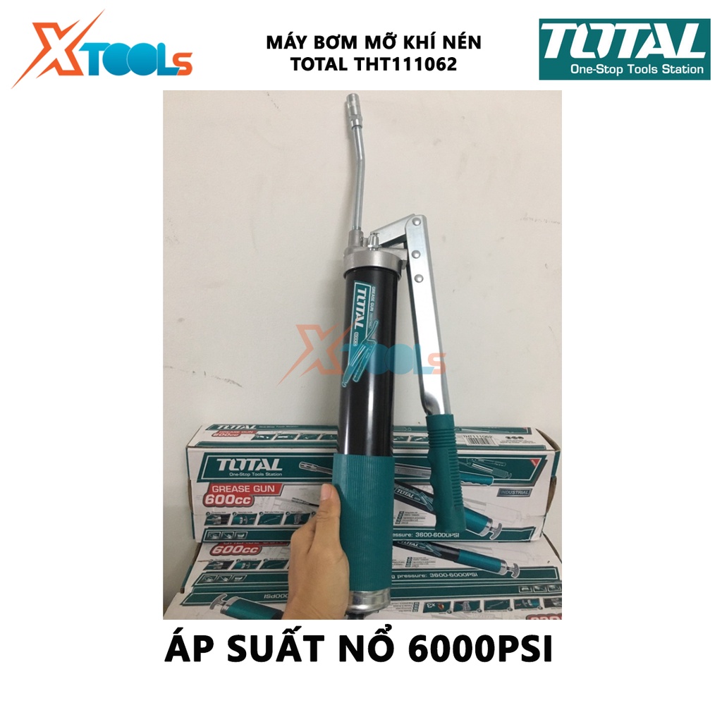 Dụng cụ bơm mỡ khí nén TOTAL THT111062 | Súng bơm mỡ dung tích 600CC / 21 Oz lượng cung cấp tối thiểu 3oz / 40 lần áp su