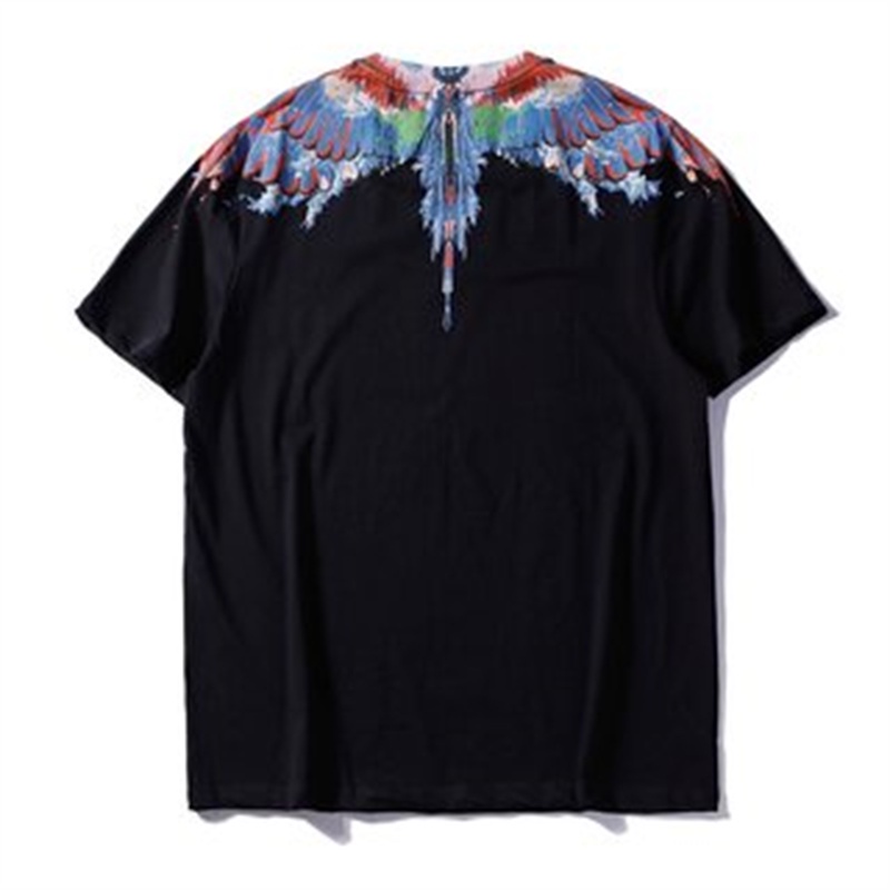 Áo Thun Cotton Ngắn Tay In Hình Đôi Cánh Màu Sắc Cổ Điển Thời Trang Unisex