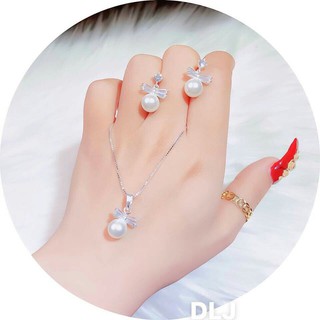 Bộ trang sức nơ bạc ta