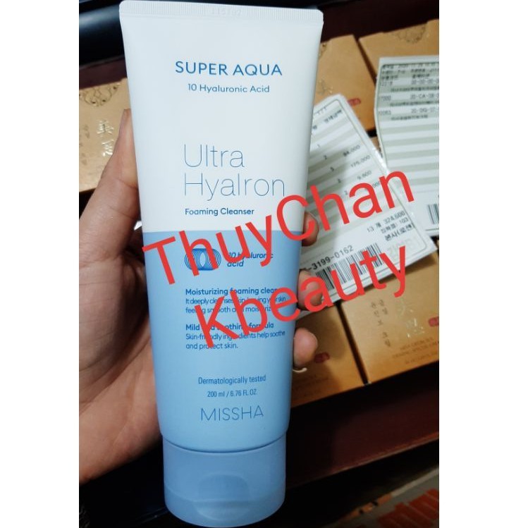 (Missha) Sữa rửa mặt Missha Super Aqua Ultra Hyalron Foaming Cleanser 200ml