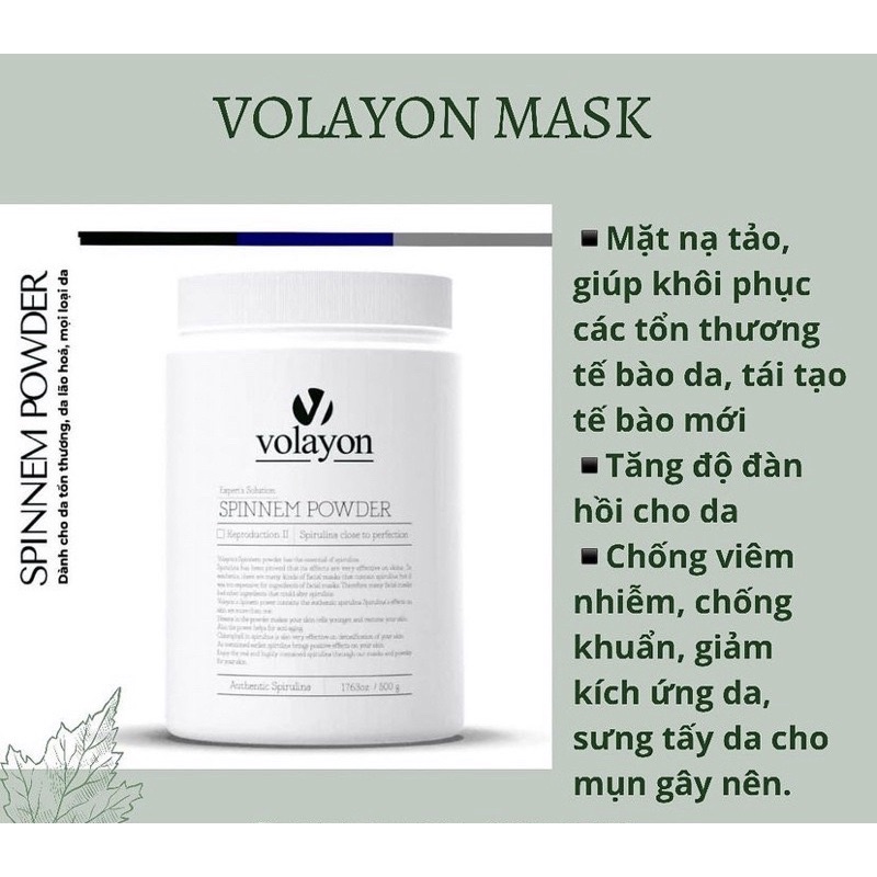 Mặt Nạ Tảo Xoắn V O L A Y O N Spinnem / Hyaloten / Stoquiren Powder