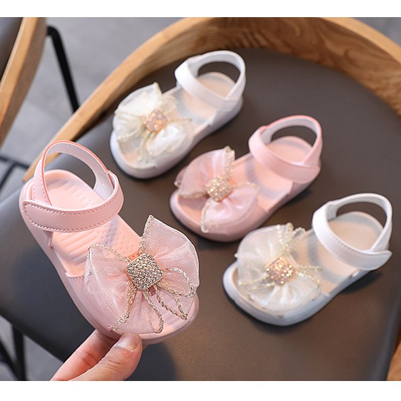 sandal bé gái size 21-30 nơ vải xinh xắn