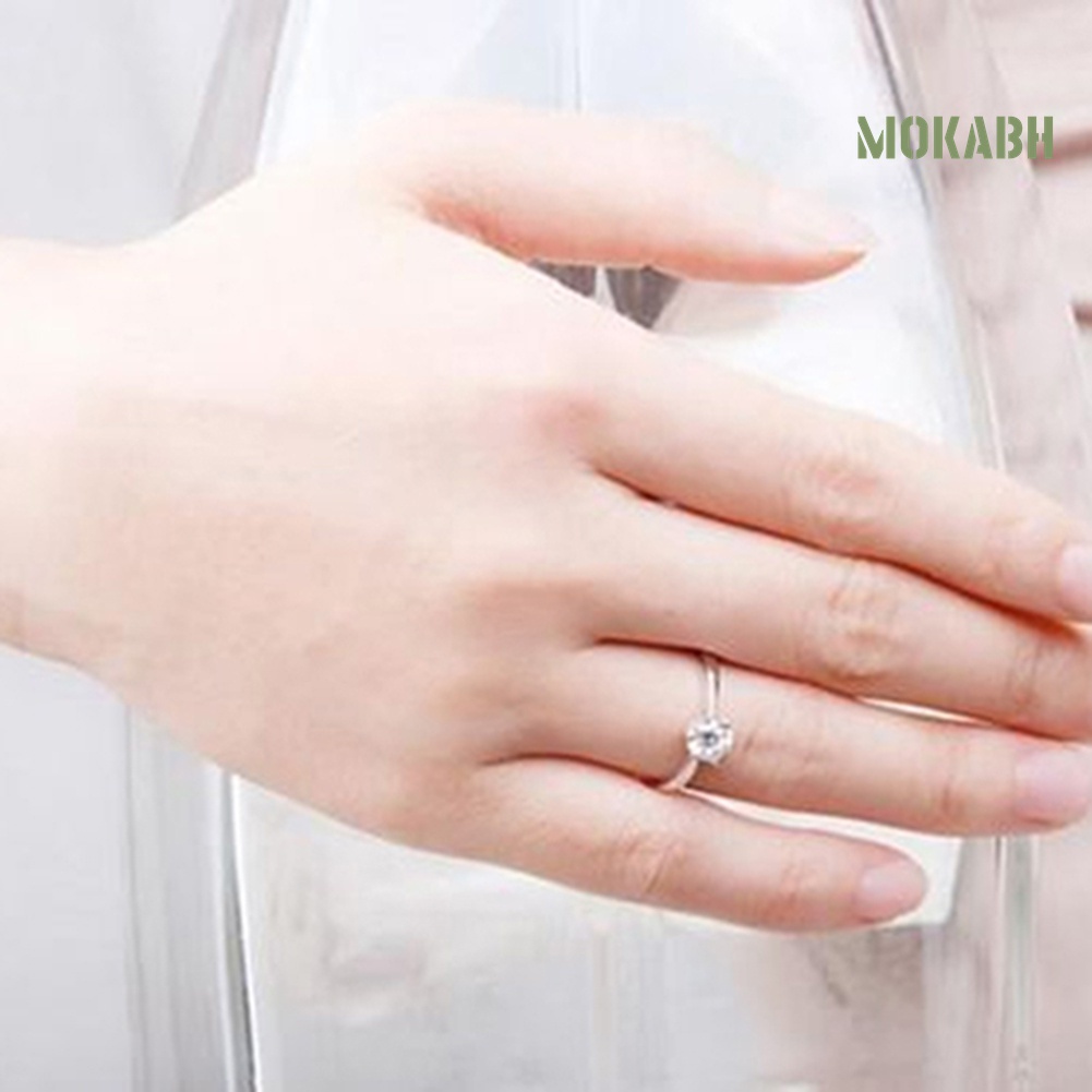 Nhẫn Đính Hôn Nữ Đính Đá Zircon Màu Trong Suốt Kích Thước 6-9