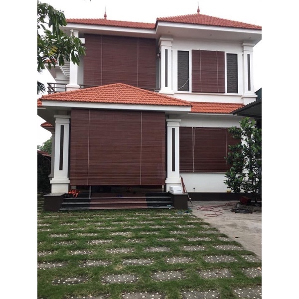 Mành tre mầu nâu gụ mành trúc chất lượng cao có dây kéo ròng rọc