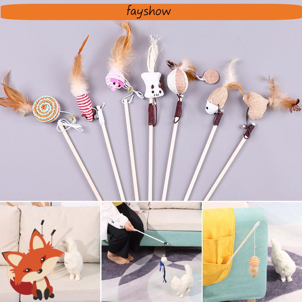 Đồ Chơi Que Gỗ Mini Đính Lông Vũ Hình Chuột Hoạt Hình Vui Nhộn Tương Tác Thú Cưng