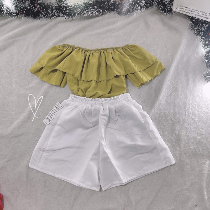 Áo bẹt vai tay ngắn sắc màu nổi bật mùa hè MC