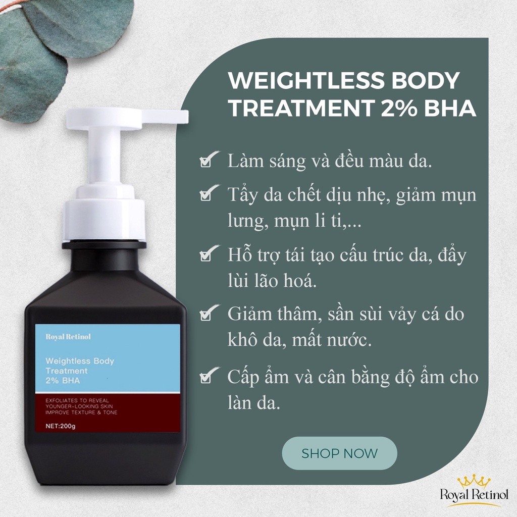Kem Tẩy Tế Bào Chết Royal Retinol Weightless Body Treatment 2% BHA