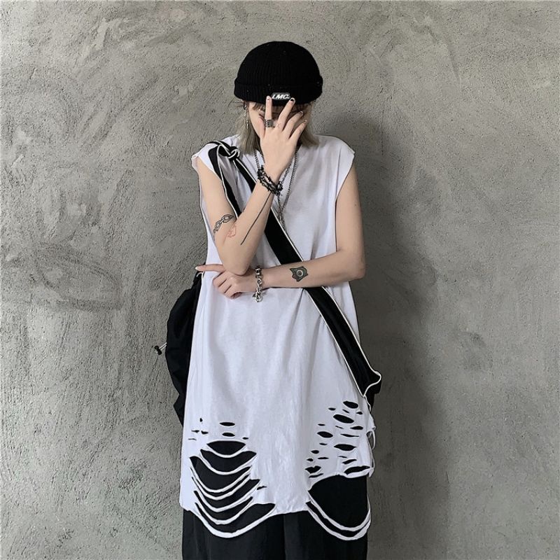 (Order) Áo ba lỗ oversize rách ulzzang unisex 🍓 FREESHIP 🍓 áo tanktop nam nữ dáng rộng 🍓