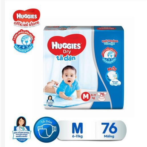 Bỉm/tã dán Huggies chính hãng S56/M76/L68/XL62/XXL56