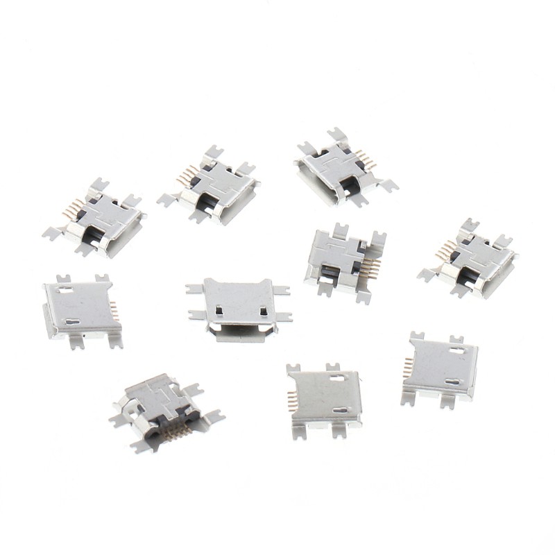 Set 10 Ổ Cắm Micro Usb Loại B 5 Pin Cho Điện Thoại / Máy Tính Bảng