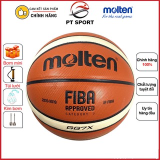 Bóng rổ da Molten GG7X ( Thái Lan) - size 7 - Tặng bơm mini + Túi lưới đựng bóng