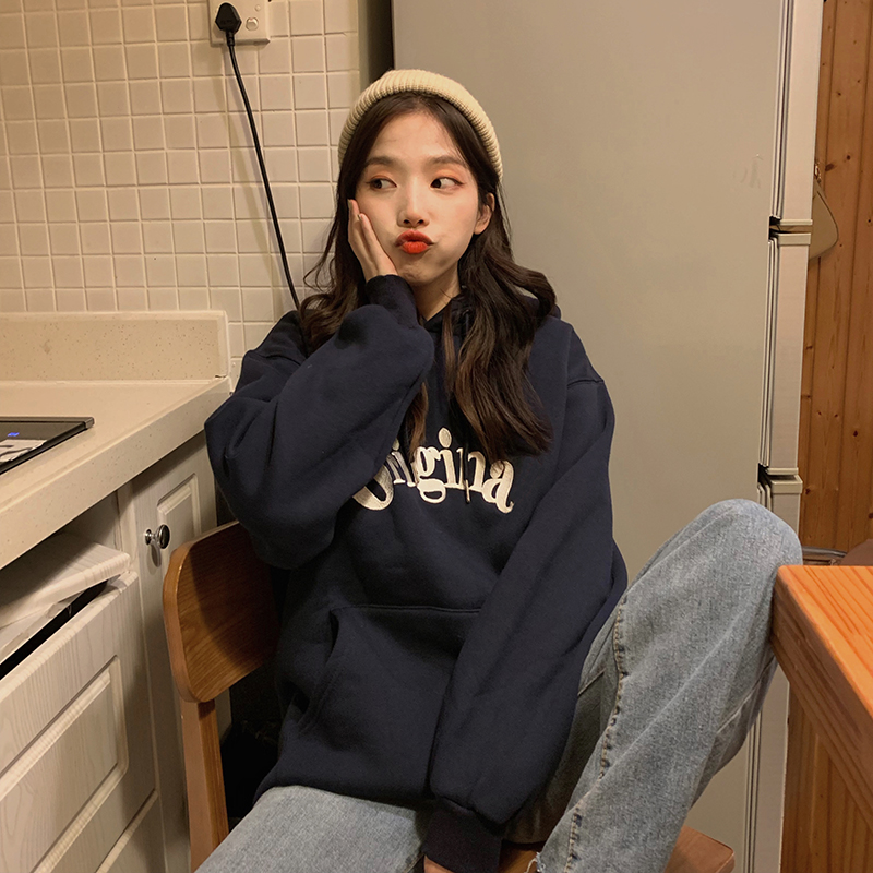 Áo Hoodies Tay Dài Hoạ Tiết In Chữ Phong Cách Ulzzang Hàn Quốc