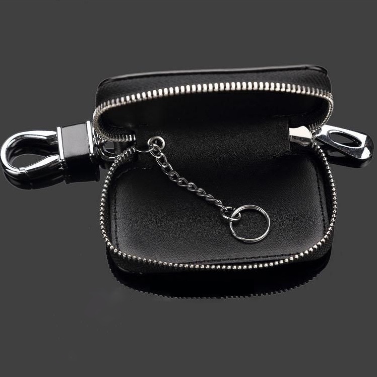 Bao Da Đựng Chìa Khóa Xe Hơi Có Móc Kim Loại Và Khóa Kéo