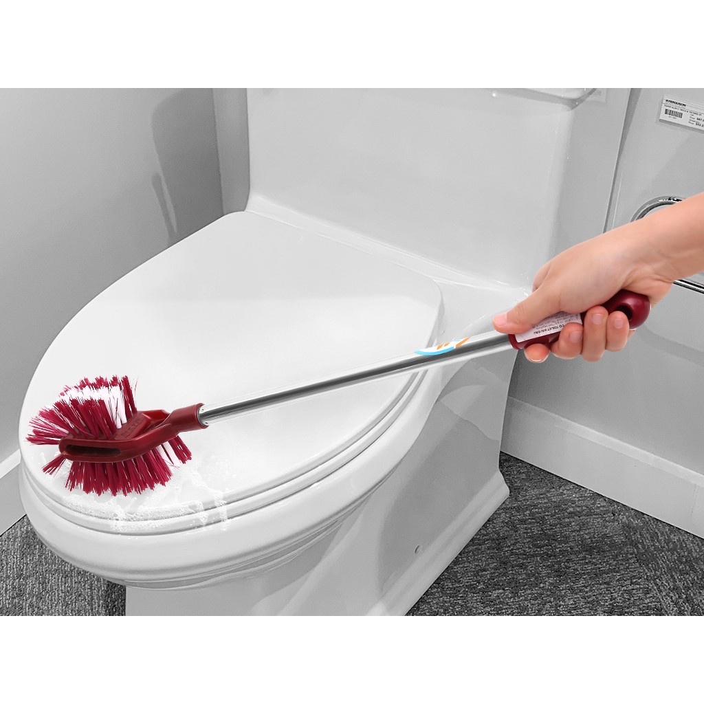 [ DÀI 63CM ] Cây cọ vệ sinh bồn cầu cọ toilet 2 đầu cán inox thiết kế nhỏ gọn lông chổi mềm làm sạch sẽ bụi bẩn tiện lợi