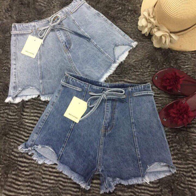 quần short jean nữ lưng cao cột nơ 547/5