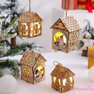 Ngôi Nhà Gỗ Mini Phát Sáng Treo Trang Trí Giáng Sinh
