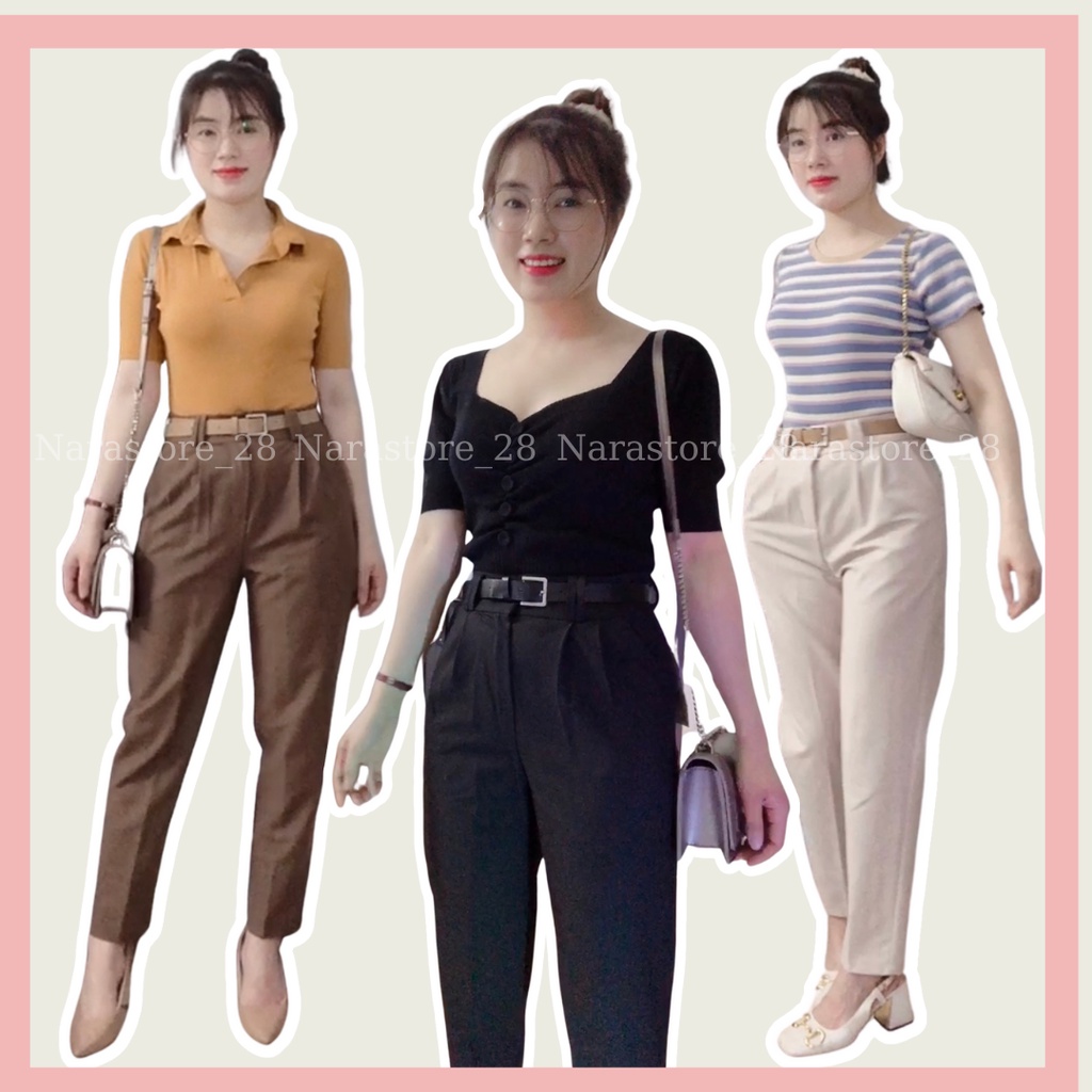Quần tây nữ dáng baggy công sở lưng cao kèm đai chuẩn form chất vải hai biên cao cấp hàng đẹp bán shop
