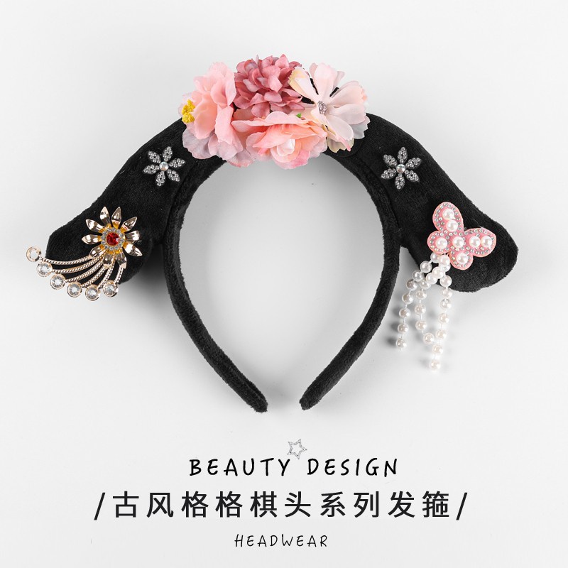 Băng đo cài tóc Bán Chạy Băng Đô Rửa Mặt Trang Trí Tua Rua Màu Hồng Phong Cách Cung Điện retro Dễ Thương Dành Cho Người Lớn