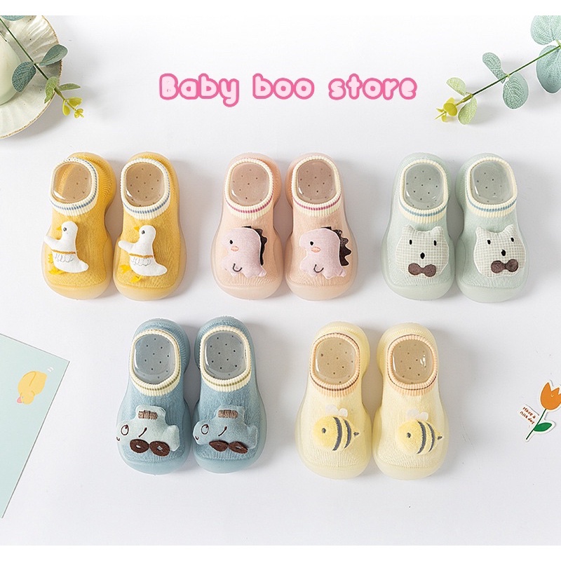 Giày bún tập đi cho bé, đế chống trượt mềm êm nhẹ hình thú đáng yêu