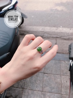 Ổ Nhẫn bạc lồng đá phong thuỷ
