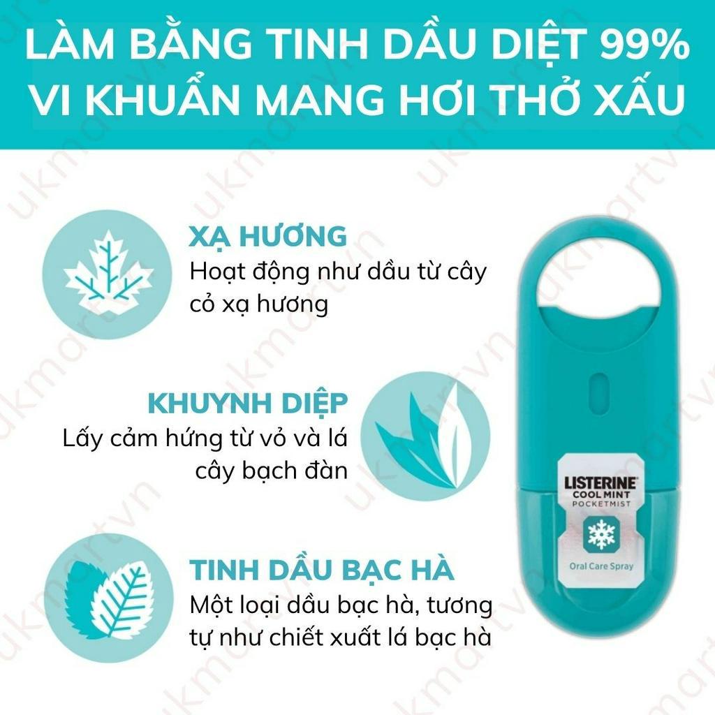 Xịt thơm miệng diệt khuẩn Listerine 7.7ml x2 chai Mỹ
