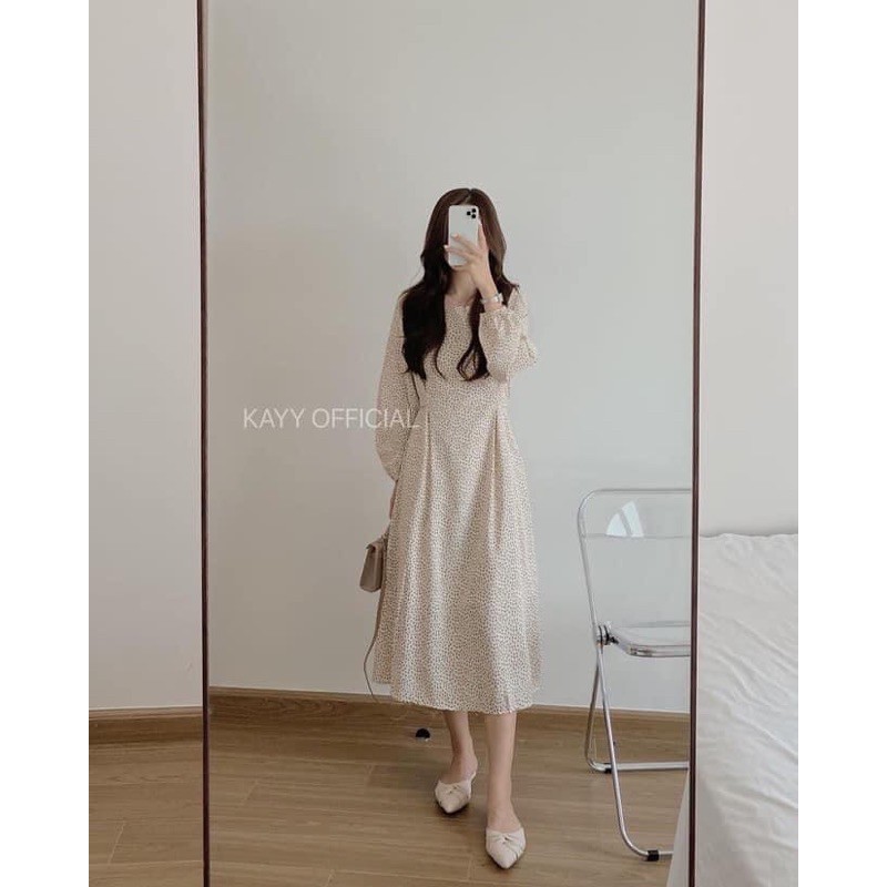Váy hoa nhí Ulzzang dáng dài thắt nơ eo phong cách Hàn Quốc Đầm hoa vintage đẹp nhẹ nhàng | BigBuy360 - bigbuy360.vn