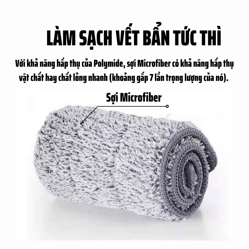 Miếng Vải - Bông Lau Thay Thế Cây Lau Nhà Thông Minh Tự Vắt Tiện Lợi - Kích Thước 33x12cm và 38x12cm Hình Chữ Nhật