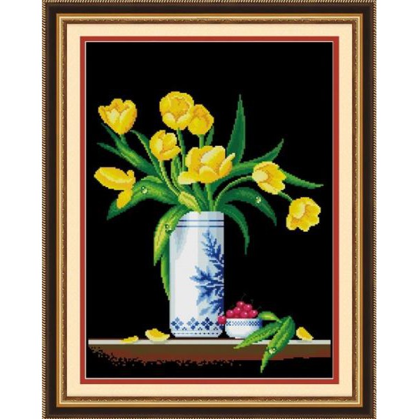 Tranh Thêu Chữ Thập 3D Bình Hoa Quý Phái A1068 (KHÁCH TỰ THÊU) KT:46X59CM