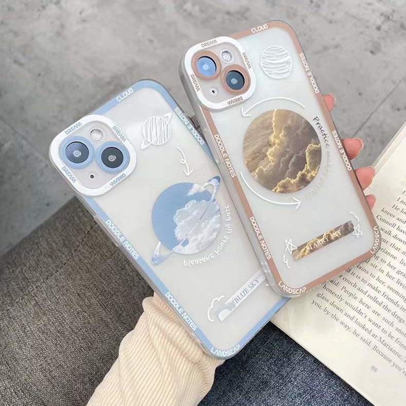 Ốp Điện Thoại Silicon Hình Hành Tinh Màu Xanh Dương Cho IPhone 13/12 Pro Max 11 XS XR X 8 7 6S Plus Mini