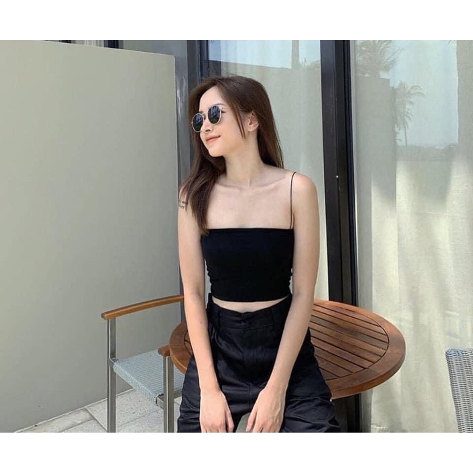 Áo Croptop Dây Bún Xinh Thun Bozip Nhiều Màu Hot