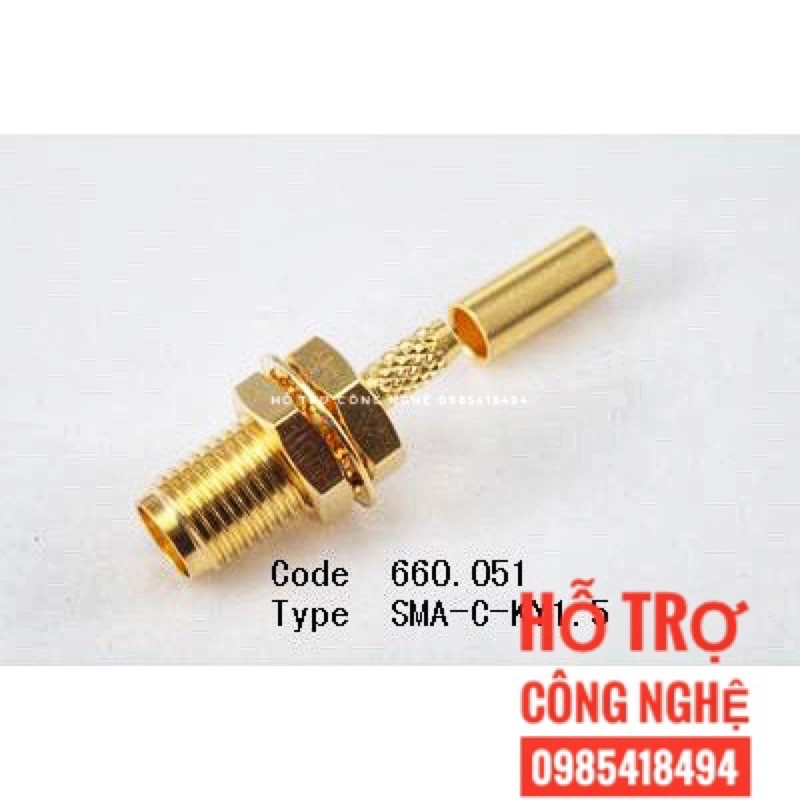 Đầu nối jack SMA CÁI KIM CÁI RG174 CÓ ĐAI ( SMA-C-KY1.5)