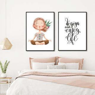 Combo 2 tranh canvas treo tường. Cô gái yoga.