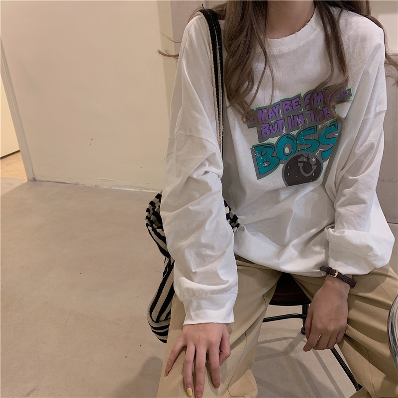 Áo thun nữ dài tay BOSS Unisex phong cách ulzzang Hàn Quốc thời trang