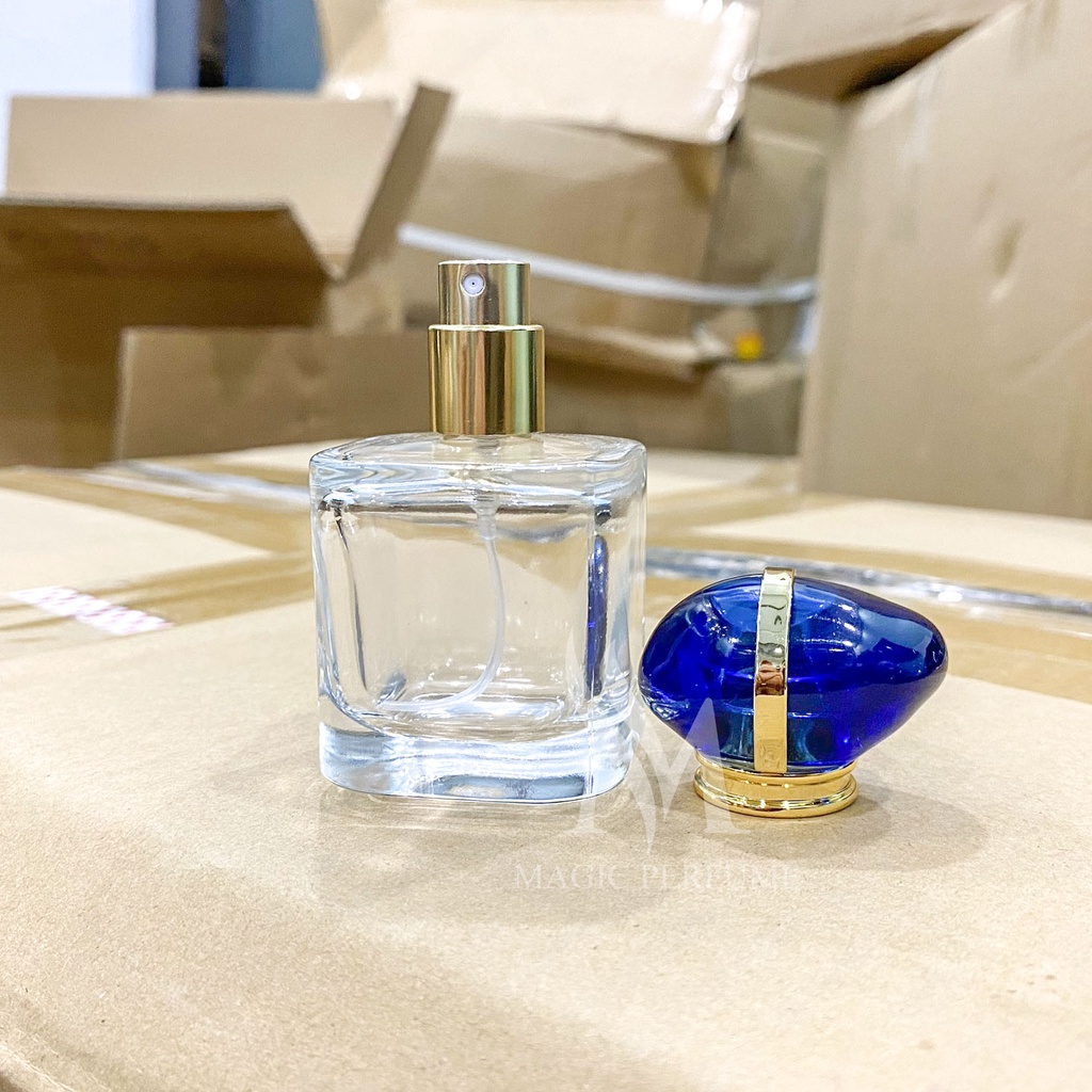 Chai chiết, ống chiết nước hoa thủy tinh cap cấp 30ml chai vuông nắp nhựa giả đá, dạng phun sương