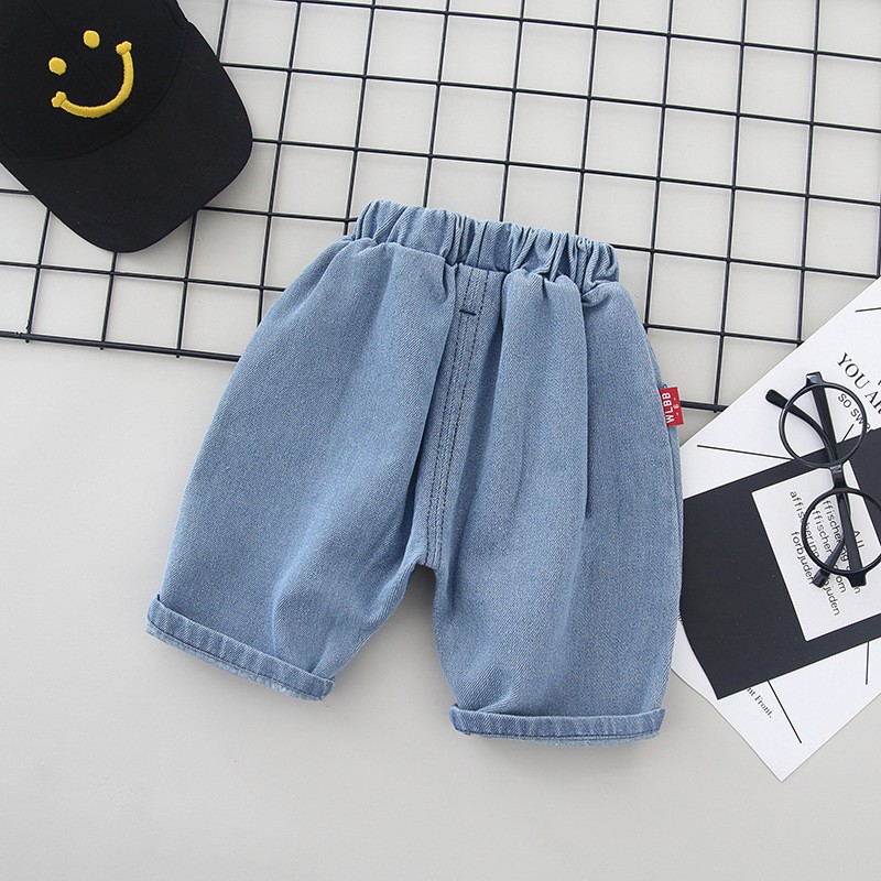 Set áo thun tay ngắn in hình và quần ngắn jeans cho bé trai 1-5 tuổi