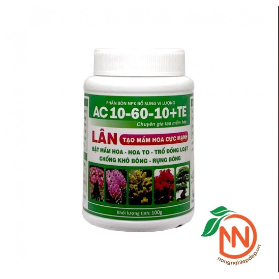 Siêu Lân AC 10-60-10 + TE 100g - Phân Bón Giúp Ra Hoa Ra Trái Chống Rụng Bông