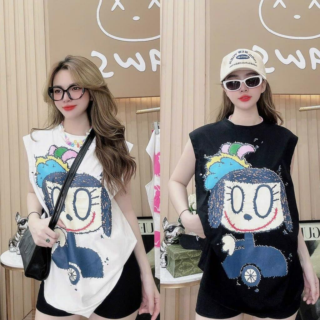 Set bộ họa tiết áo thun sát nách họa tiết quần đùi ôm