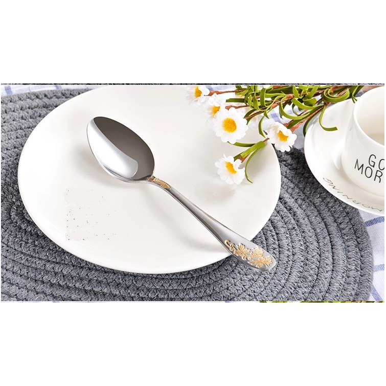 Muỗng Thìa Ăn Gia Đình Họa Tiết Mùa Xuân (bộ 5 muỗng/thìa)