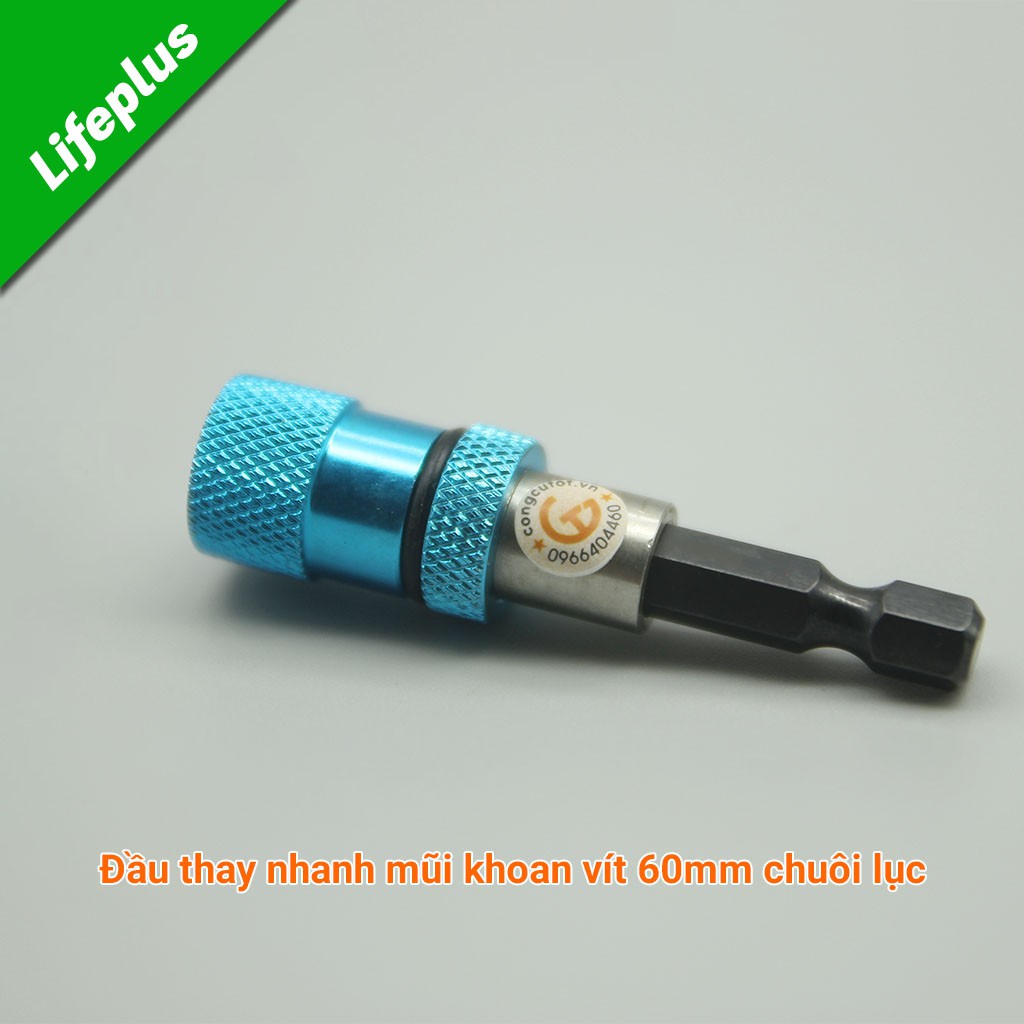 Đầu thay nhanh mũi khoan vít chuôi lục xanh 60mm