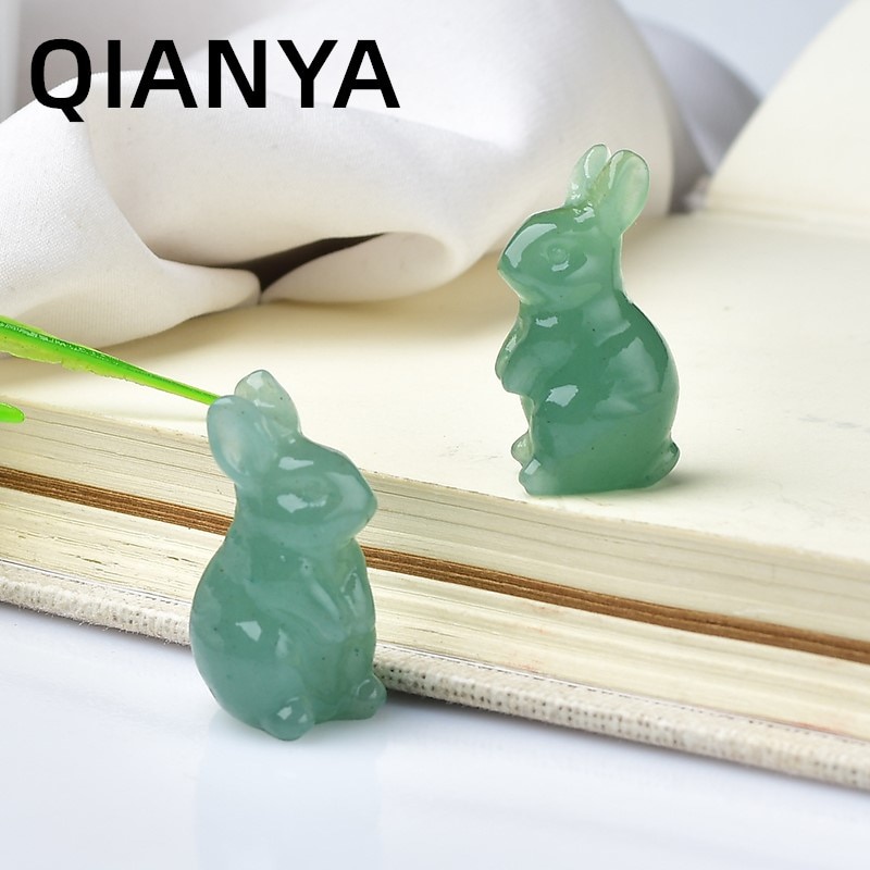 Đá Thạch Anh Tự Nhiên Mini Khắc Hình Thỏ Elf Dễ Thương Trang Trí Nhà Cửa