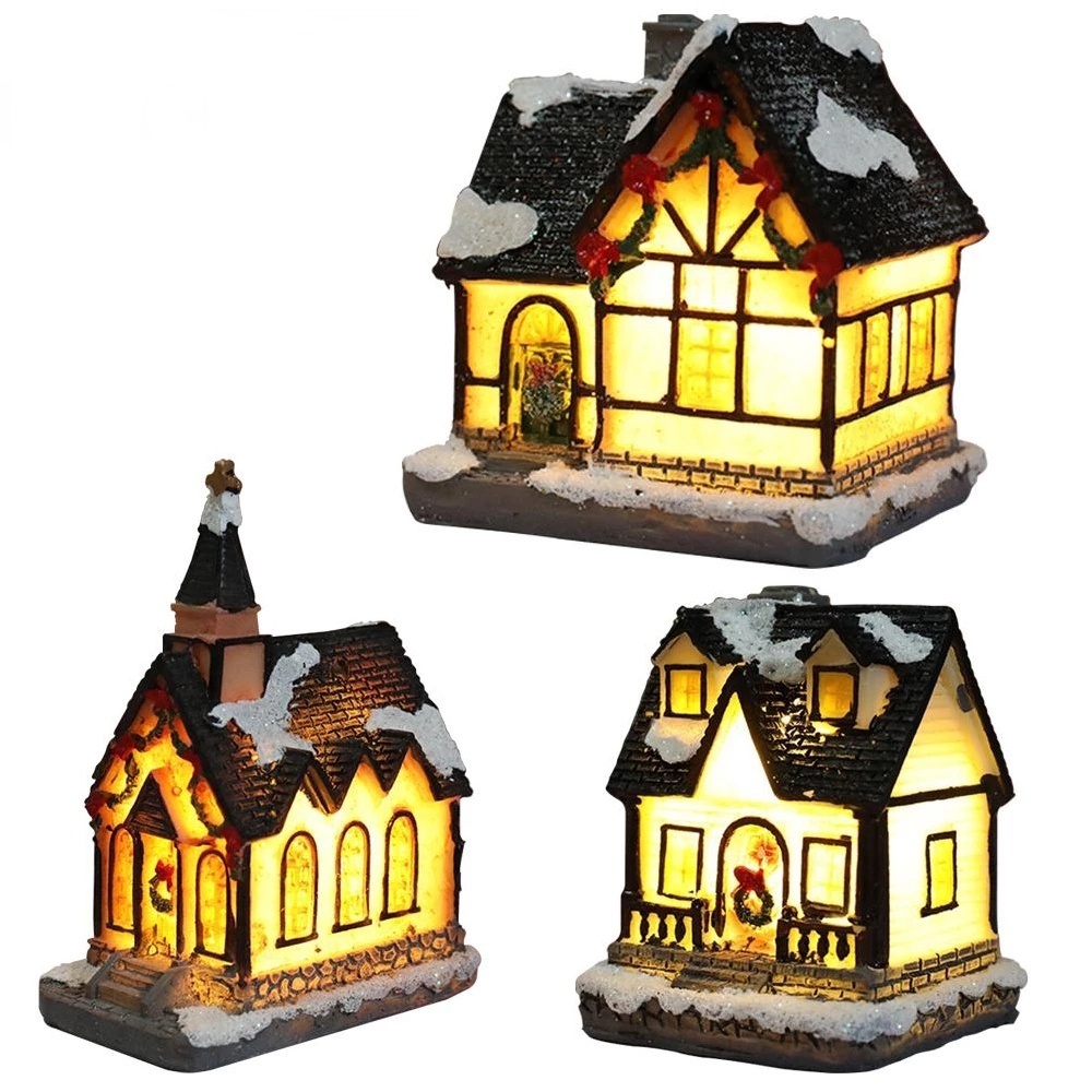 Đèn Ngủ Led Hình Ngôi Nhà Giáng Sinh Bằng Nhựa Resin Mới