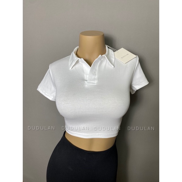 Áo thun croptop tay ngắn có cổ A9 DUDULAN Áo thun cổ đức cộc tay