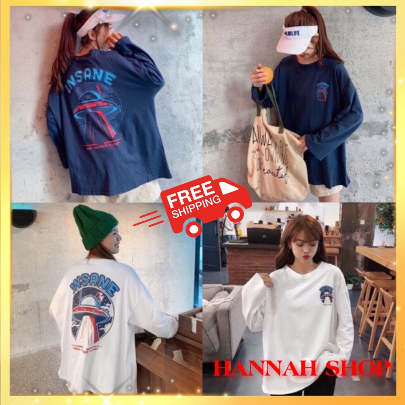 [Hàng đẹp] Áo thun tay dài nam nữ couple form rộng ulzzang phong cách Hàn Quốc INSANE thu đông
