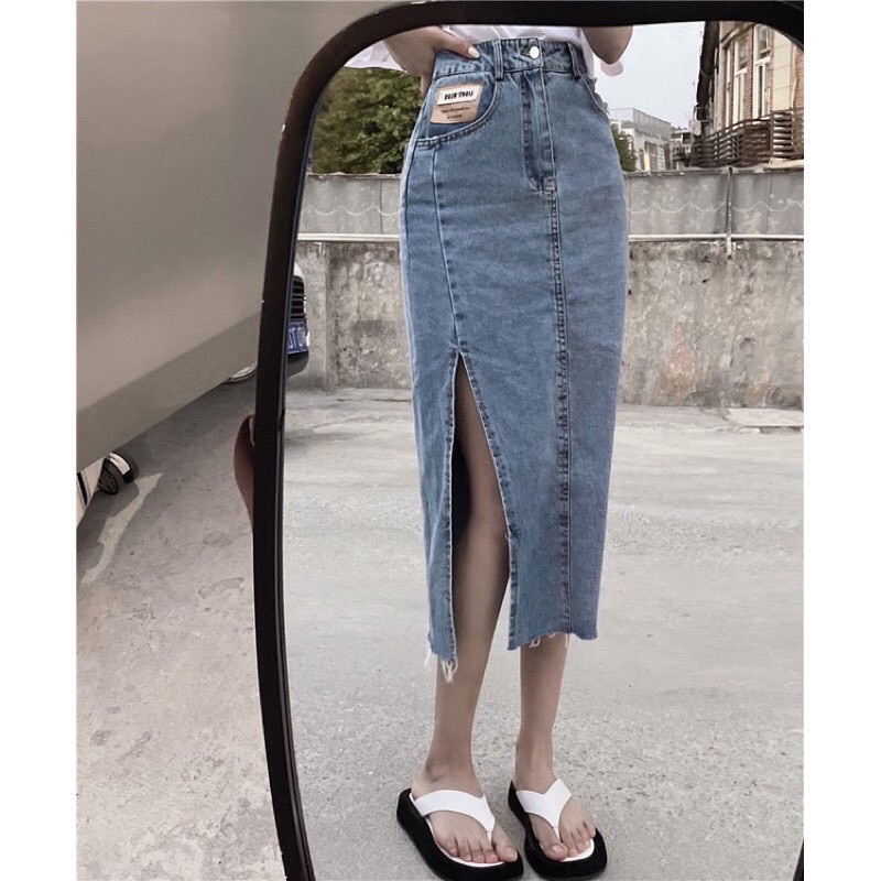 [Mã FAGREAT55 giảm tới 50K đơn 250K] Chân váy bò xẻ đùi CAO CẤP- Hàng có sẵn ( VẢI CO DÃN CAO CẤP- CÓ ẢNH THẬT) | BigBuy360 - bigbuy360.vn