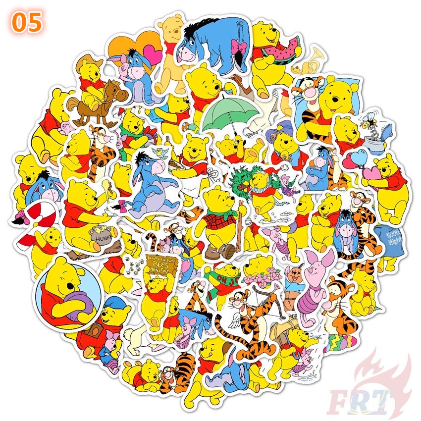 50 Cái / Bộ ❉ Gấu Pooh. Hình Dán Winnie ❉ Sticker Dán Tường Chống Thấm Nước Họa Tiết Doodle Hợp Thời Trang