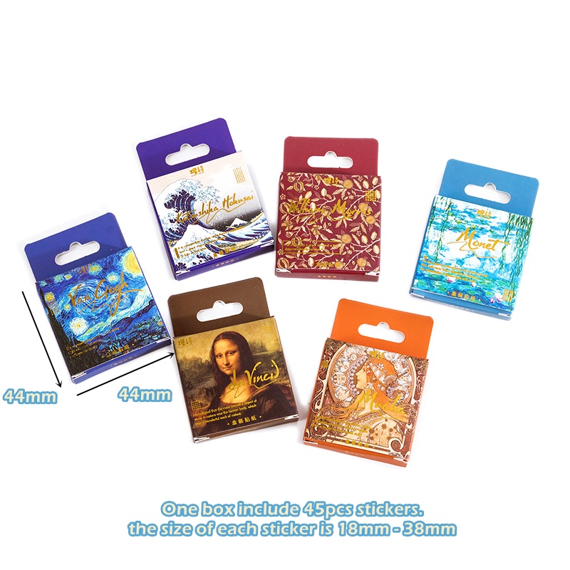 Bộ 45 Miếng Dán Nổi Tiếng Van Goah Mucha B6649