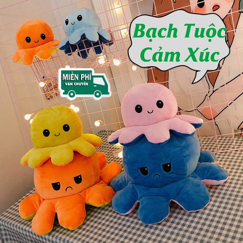 (GIFT) Gấu Bông Bạch Tuộc Cảm Xúc 2 Mặt Lông Mịn(Không chọn màu)  Gấu Xinh G03.1