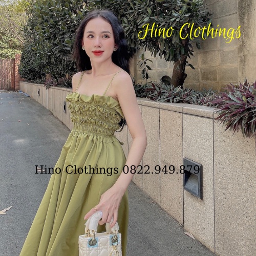 Đầm maxi hai dây bo chun ở ngực, váy 2S maxi dáng dài cho nữ H002